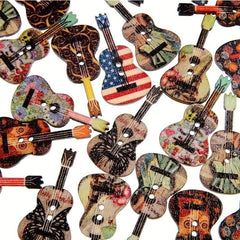 10pcs Colorful Guitar Shape Wood Buttons for Sewing