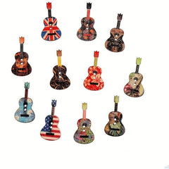 10pcs Colorful Guitar Shape Wood Buttons for Sewing