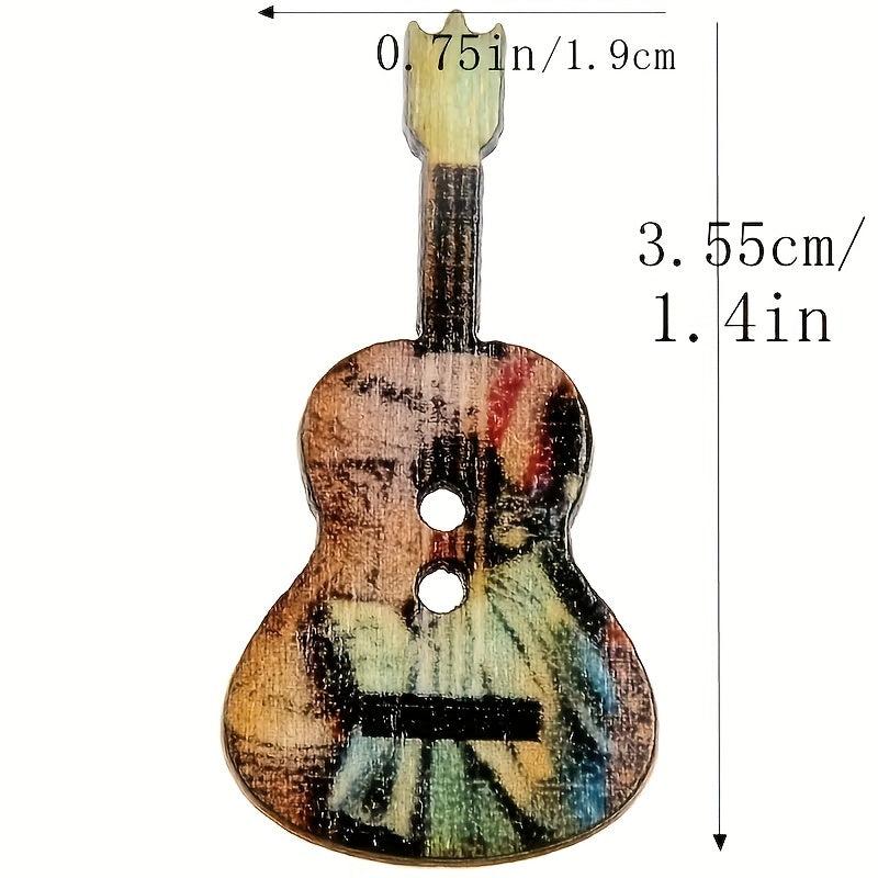 10pcs Colorful Guitar Shape Wood Buttons for Sewing