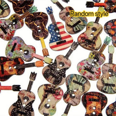 10pcs Colorful Guitar Shape Wood Buttons for Sewing