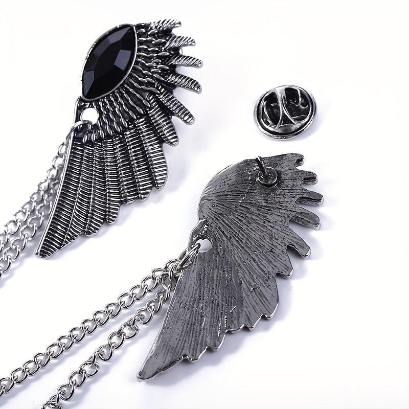 Vintage Wing Chain Gem Collar Chain Collar Pin