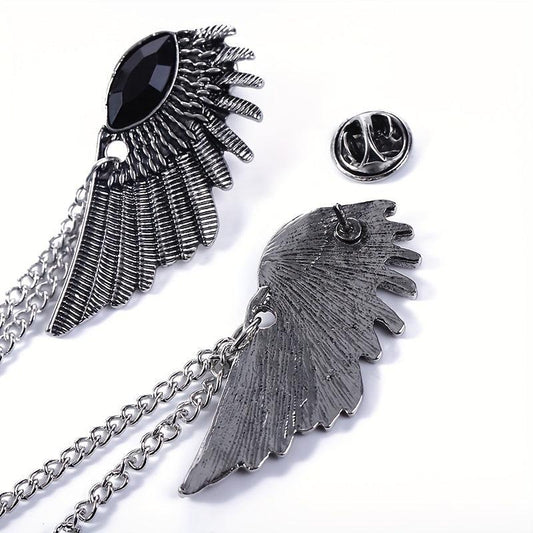 Vintage Wing Chain Gem Collar Chain Collar Pin