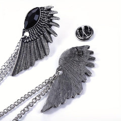 Vintage Wing Chain Gem Collar Chain Collar Pin