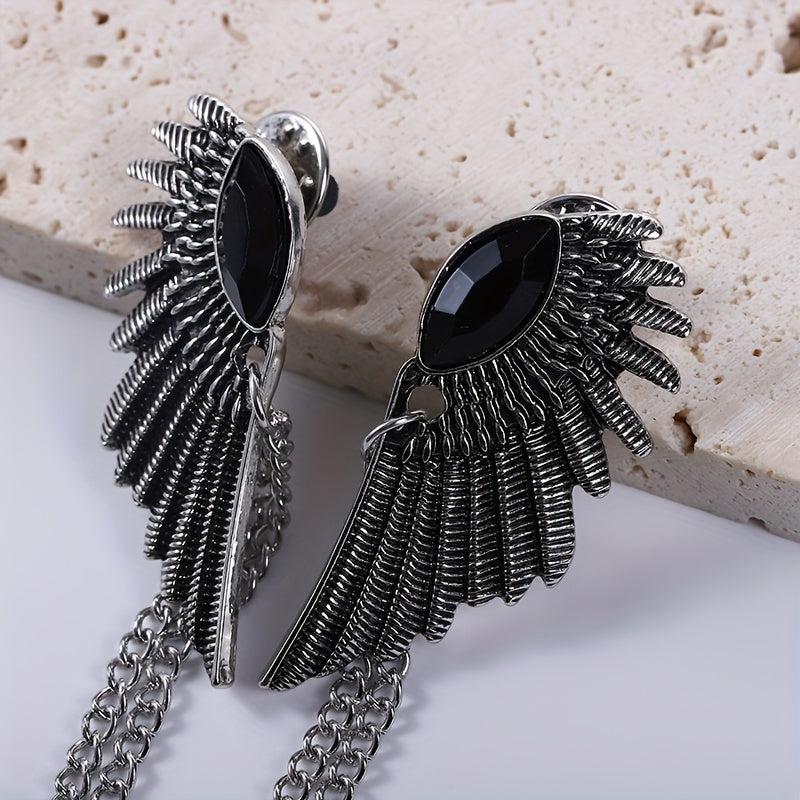 Vintage Wing Chain Gem Collar Chain Collar Pin