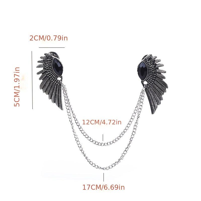 Vintage Wing Chain Gem Collar Chain Collar Pin