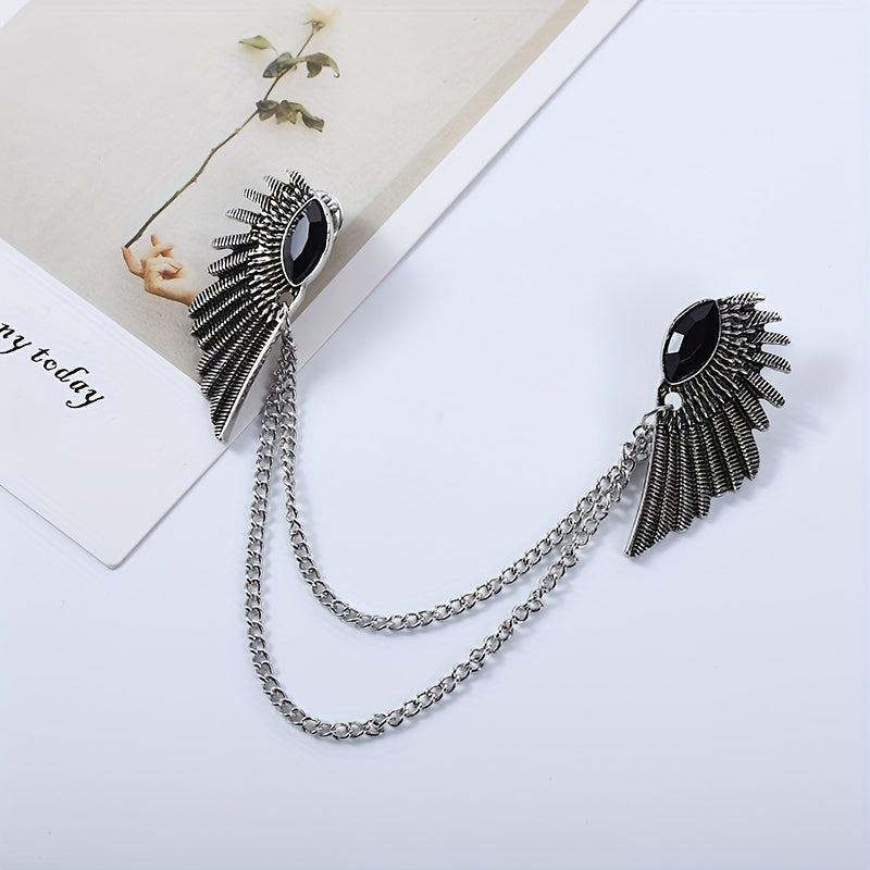 Vintage Wing Chain Gem Collar Chain Collar Pin