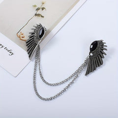 Vintage Wing Chain Gem Collar Chain Collar Pin
