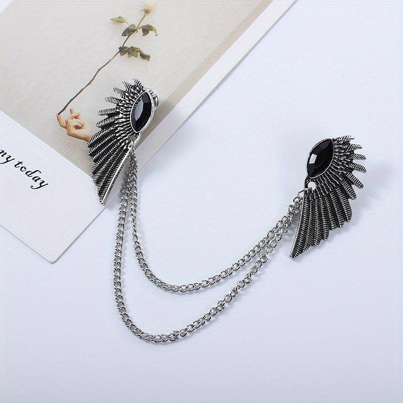 Vintage Wing Chain Gem Collar Chain Collar Pin