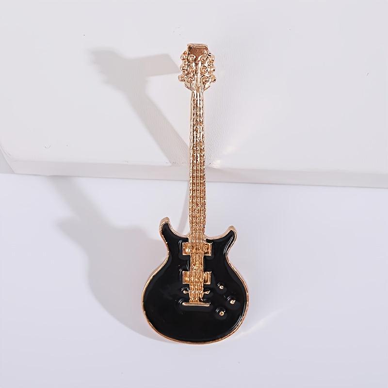 Pop Musical Instrument Guitar Breast Floral Pin Men Unisex