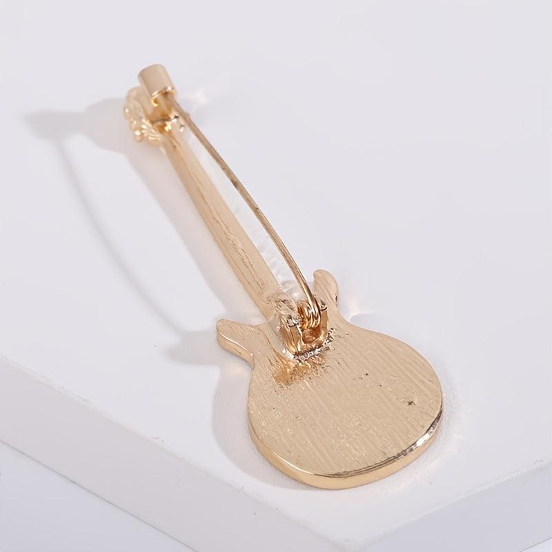 Pop Musical Instrument Guitar Breast Floral Pin Men Unisex