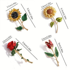 Body Rose Brooch Sunflower Corsage Ladies Scarf Buckle Alloy Brooch For Men
