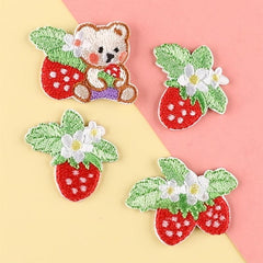 4pcs Strawberry Embroidery Patches DIY Clothes Accessories