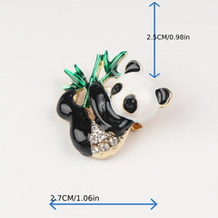 Alloy Panda Bamboo Brooch Pin Chest Accessory