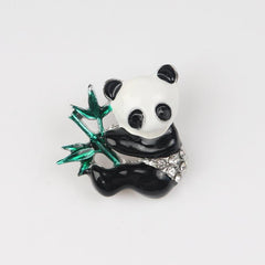 Alloy Panda Bamboo Brooch Pin Chest Accessory