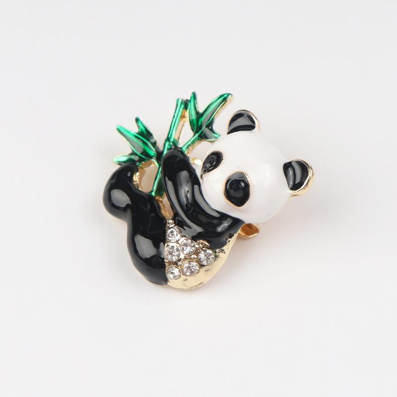 Alloy Panda Bamboo Brooch Pin Chest Accessory