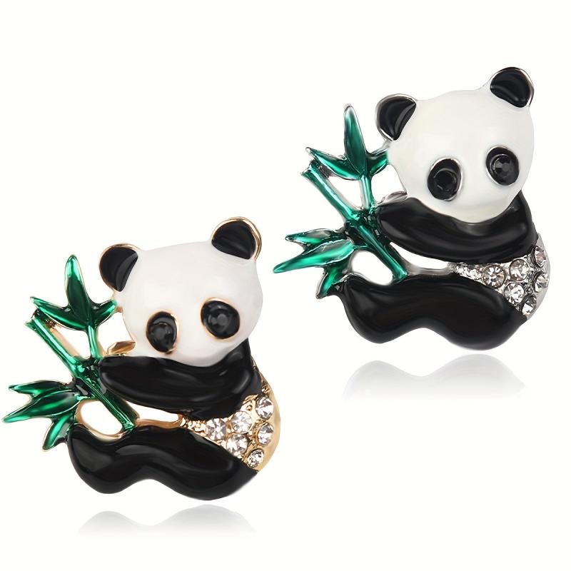 Alloy Panda Bamboo Brooch Pin Chest Accessory