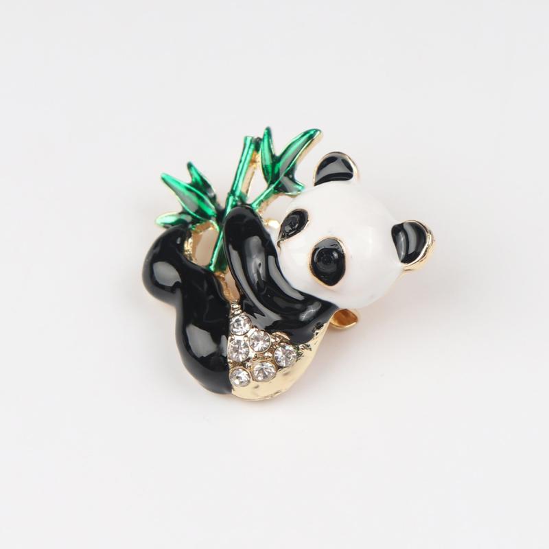 Alloy Panda Bamboo Brooch Pin Chest Accessory