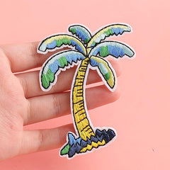 6pcs Cartoon Coconut Tree Cookies Embroidered Patch for Jacket