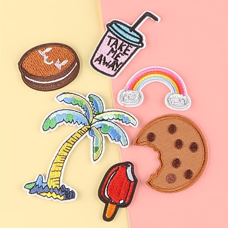 6pcs Cartoon Coconut Tree Cookies Embroidered Patch for Jacket