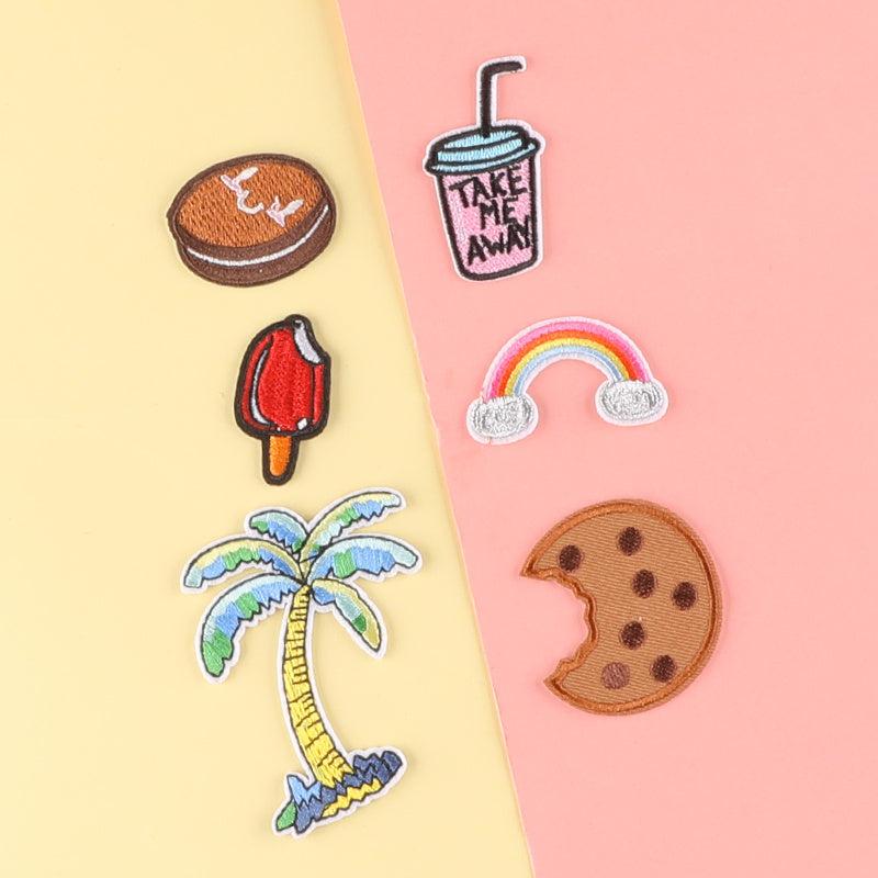 6pcs Cartoon Coconut Tree Cookies Embroidered Patch for Jacket