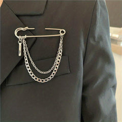 Butterfly Cross Chain Brooch Minimalist Tassel Pin