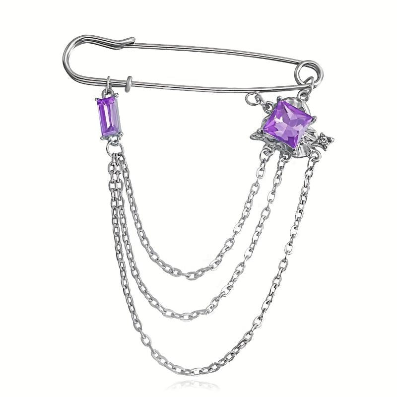 Cold Wind Chain Brooch Hip Hop Love Pin Suit Jacket Accessories Men Women