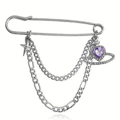 Cold Wind Chain Brooch Hip Hop Love Pin Suit Jacket Accessories Men Women