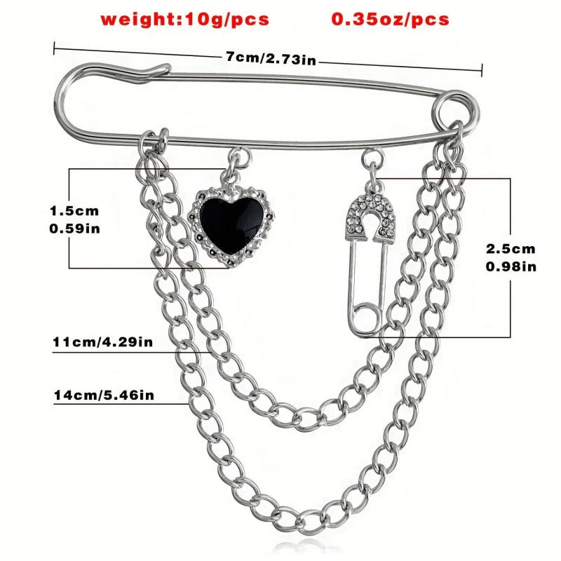 Cold Wind Chain Brooch Hip Hop Love Pin Suit Jacket Accessories Men Women