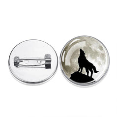 Wolf Brooch Silver Paper Clip Crescent Wolf Silhouette Pattern Men's Gift
