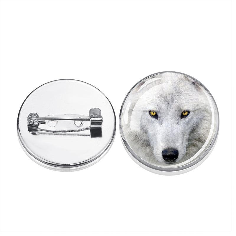 Wolf Brooch Silver Paper Clip Crescent Wolf Silhouette Pattern Men's Gift