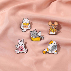 Animal Pins For Men - Cat Rabbit Mouse Brooch