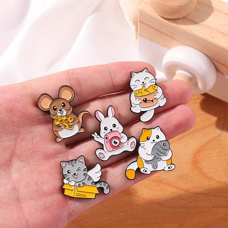 Animal Pins For Men - Cat Rabbit Mouse Brooch