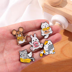 Animal Pins For Men - Cat Rabbit Mouse Brooch