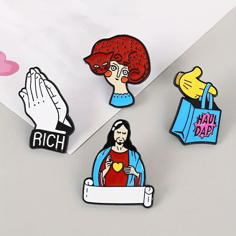 Greek Character Image Brooch Funny Pin for Men