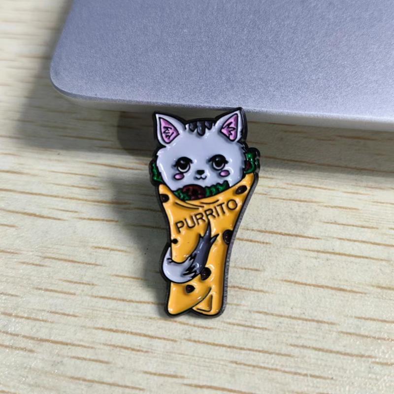 Yellow Kitten Pancake Brooch for Men