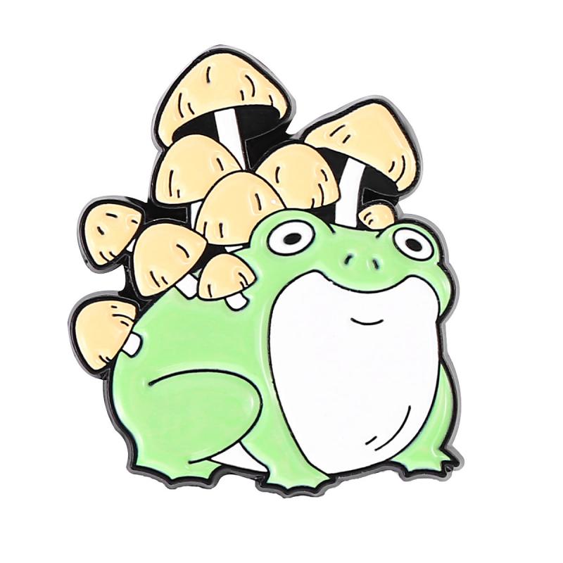 Frog Mushroom Flower Hedgehog Brooch Buttons For Men