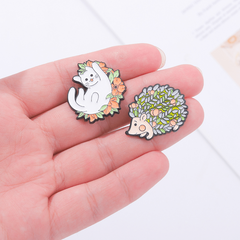 Frog Mushroom Flower Hedgehog Brooch Buttons For Men