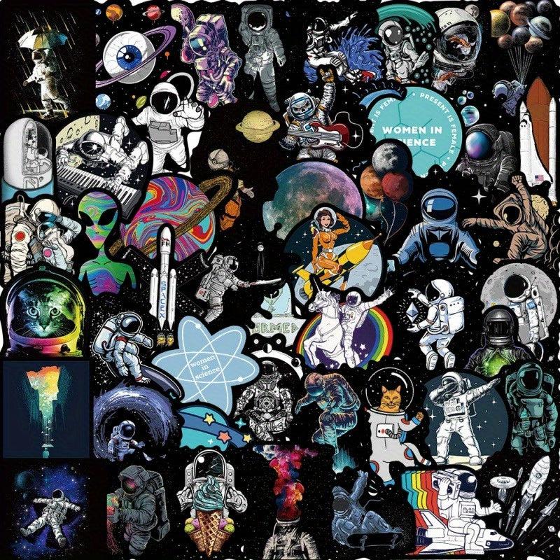 50pcs Cartoon Astronaut Vinyl Waterproof Laptop Skateboard Stickers