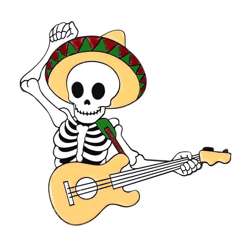 Skull Instrument Brooch for Men