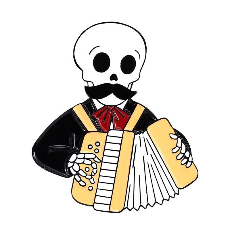 Skull Instrument Brooch for Men