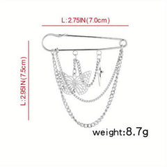 Metal Chain Pin Ins Tide Brooch Hip Hop Decoration Unisex