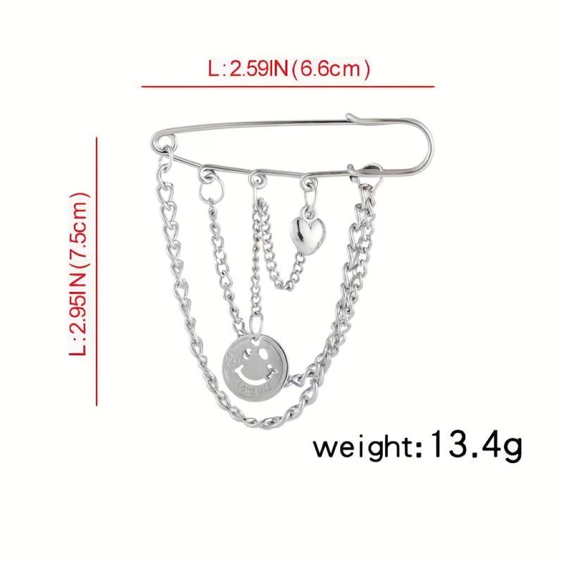 Metal Chain Pin Ins Tide Brooch Hip Hop Decoration Unisex