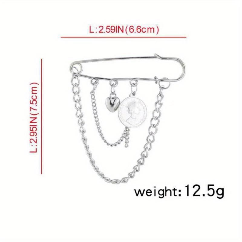 Metal Chain Pin Ins Tide Brooch Hip Hop Decoration Unisex