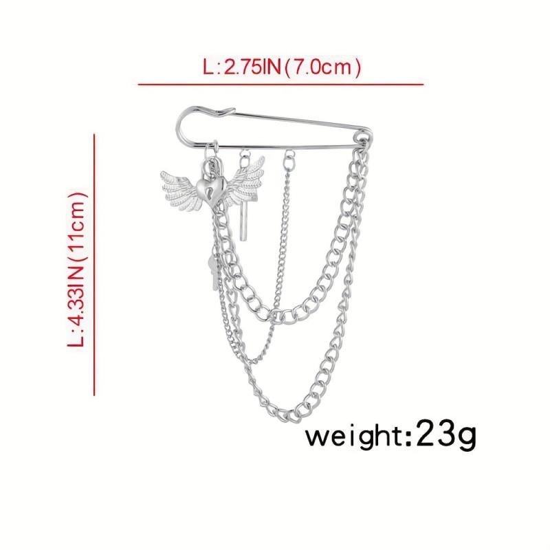 Metal Chain Pin Ins Tide Brooch Hip Hop Decoration Unisex