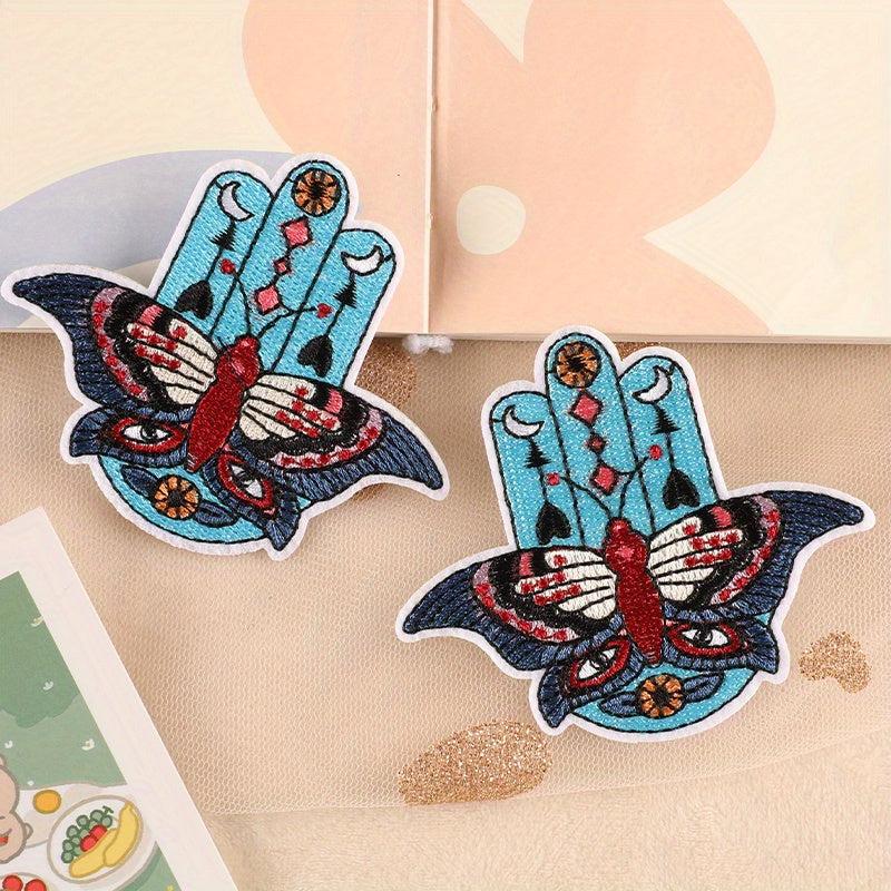 2pcs Cartoon Palm Iron On Patches DIY Crafts Clothing Repair Patch