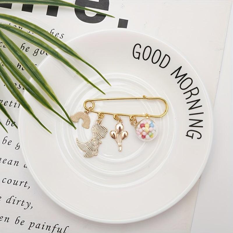 Dino Balloon Rainbow Bridge Brooch Cartoon Pin Anti-light Buckle