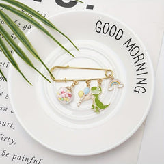 Dino Balloon Rainbow Bridge Brooch Cartoon Pin Anti-light Buckle