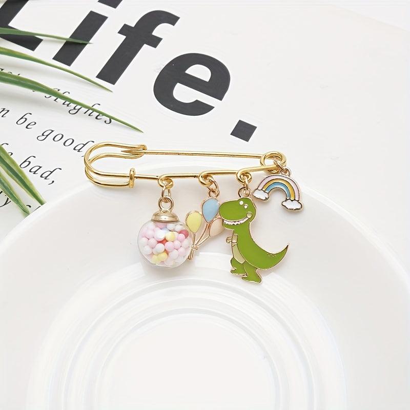 Dino Balloon Rainbow Bridge Brooch Cartoon Pin Anti-light Buckle