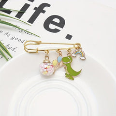 Dino Balloon Rainbow Bridge Brooch Cartoon Pin Anti-light Buckle