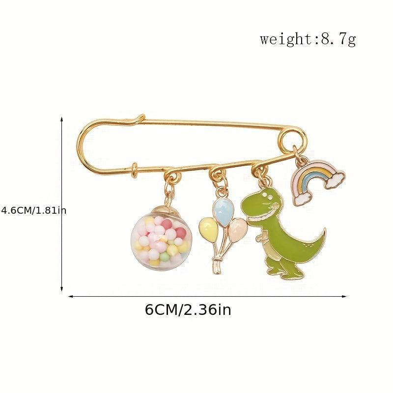 Dino Balloon Rainbow Bridge Brooch Cartoon Pin Anti-light Buckle